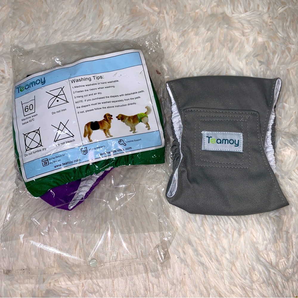 Teamoy Doggy Diapers 4PCS Grey Black Purple Green Size XS